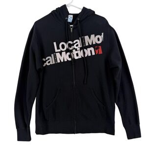 Local Motion Hoodie Mens Medium Black Full Zip Fleece Sweatshirt Hawaii Graphic